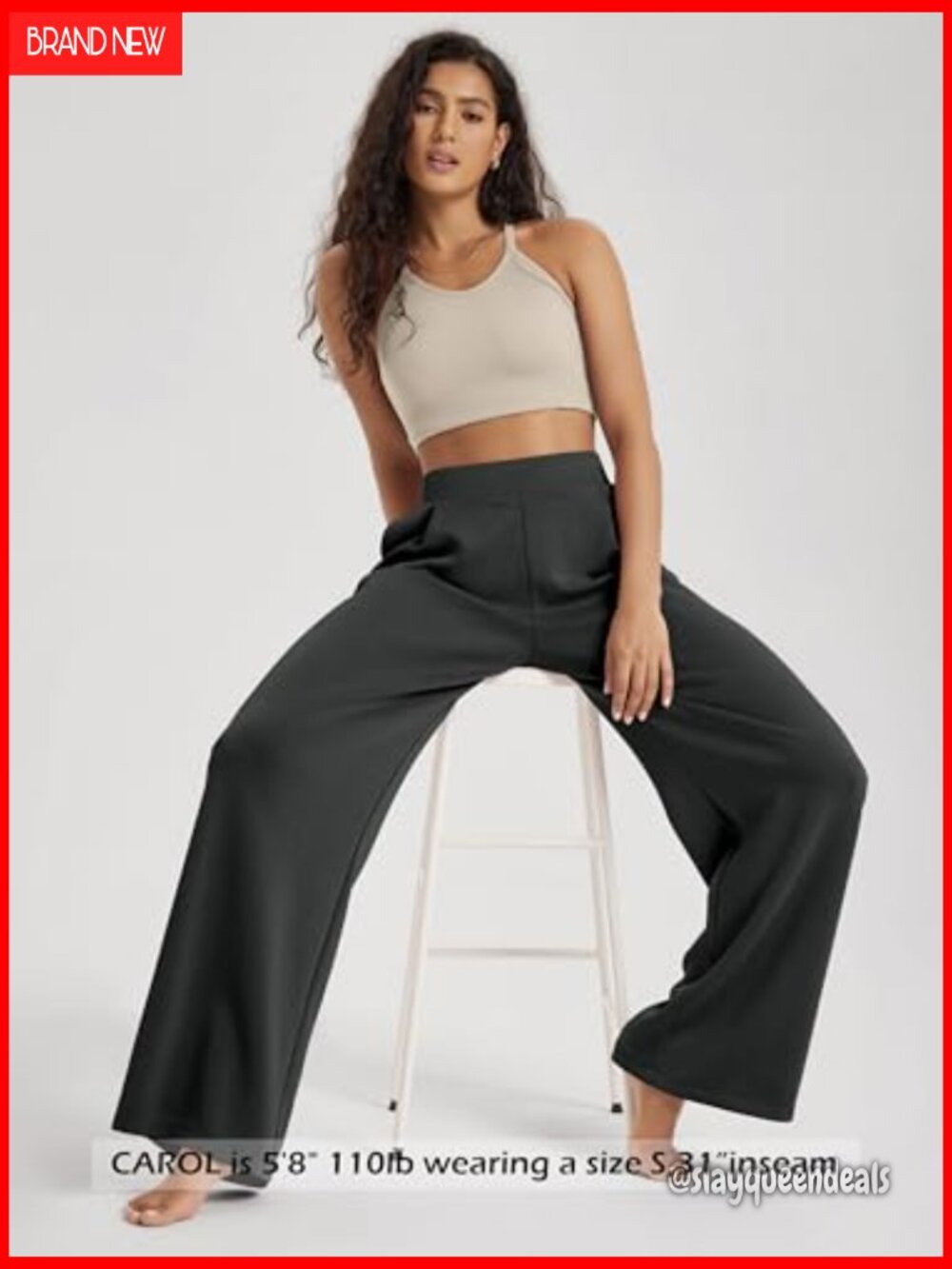 High Waist Wide Leg Pants with Pockets Modal Soft Relaxed - Picture 4 of 7